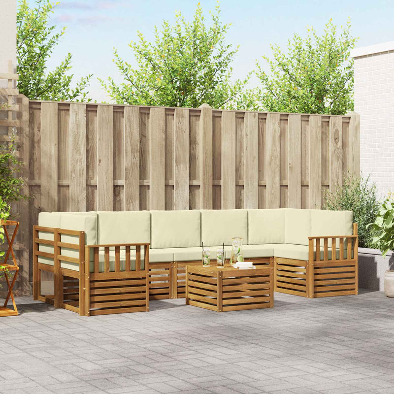 Set de canapele de exterior 8 buc. Natural și Crem