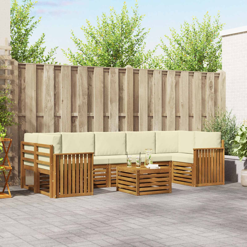 Set de canapele de exterior 8 buc. Natural și Crem