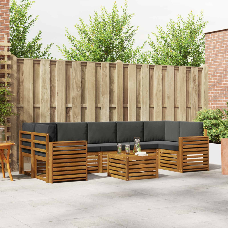 Set de canapele de exterior 8 buc. Natural și Antracit
