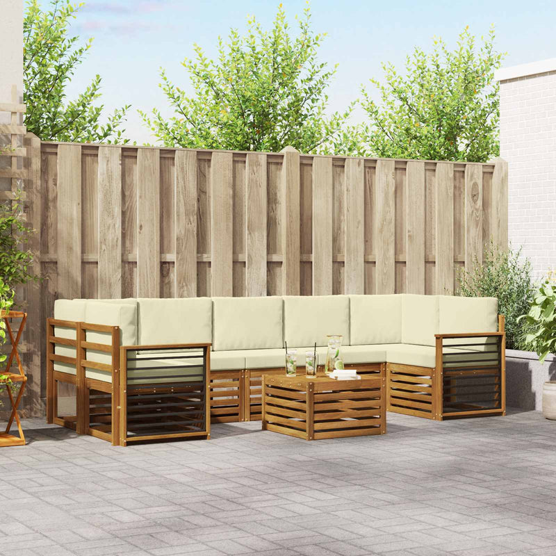 Set de canapele de exterior 8 buc. Natural și Crem