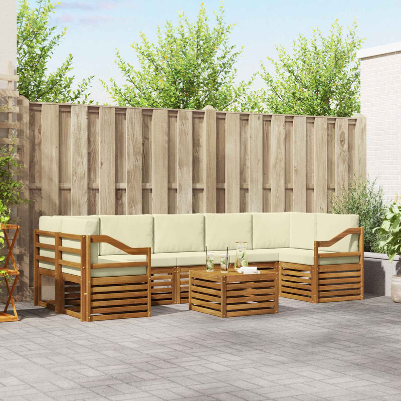 Set de canapele de exterior 8 buc. Natural și Crem