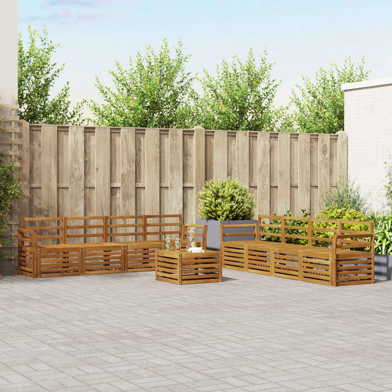 Set de canapele de exterior 9 buc. natural