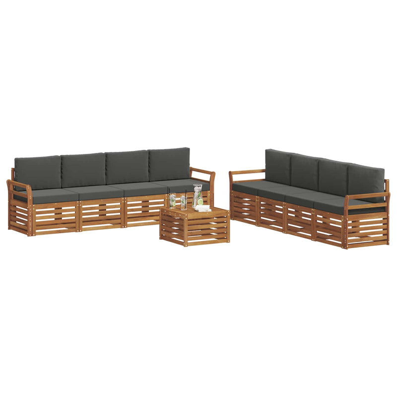 Set de canapele de exterior 9 buc. Natural și Antracit