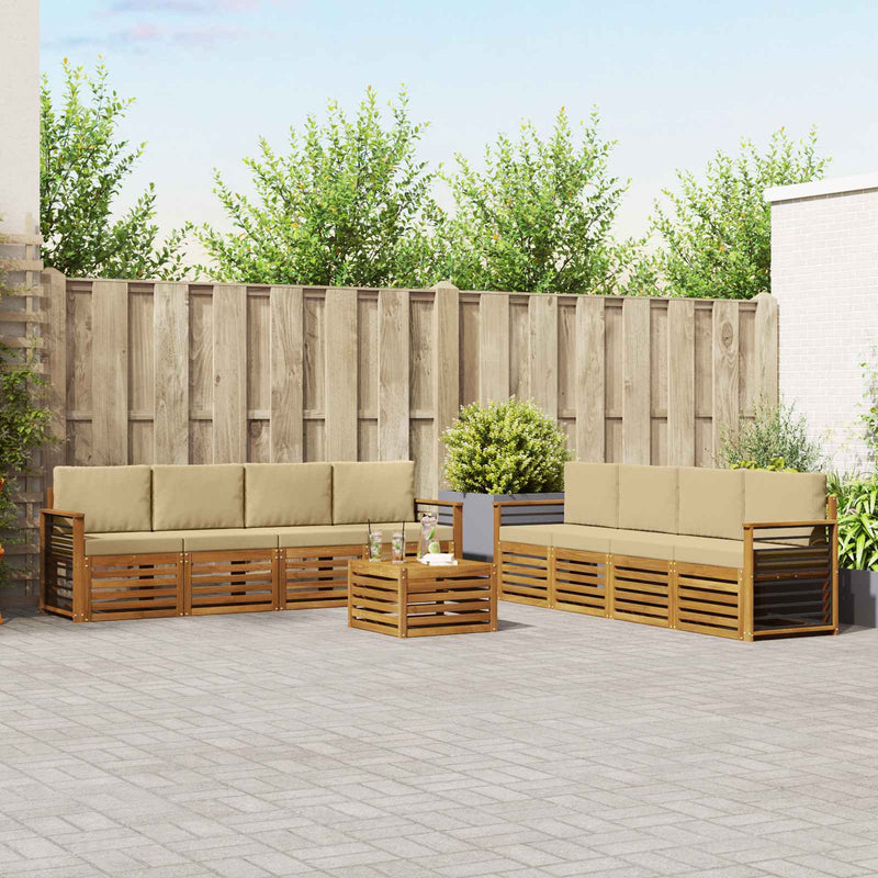 Set de canapele de exterior 9 buc. Natural și Bej