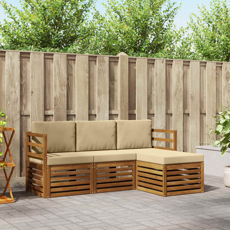 Set de canapele de exterior 4 buc. Natural și Bej