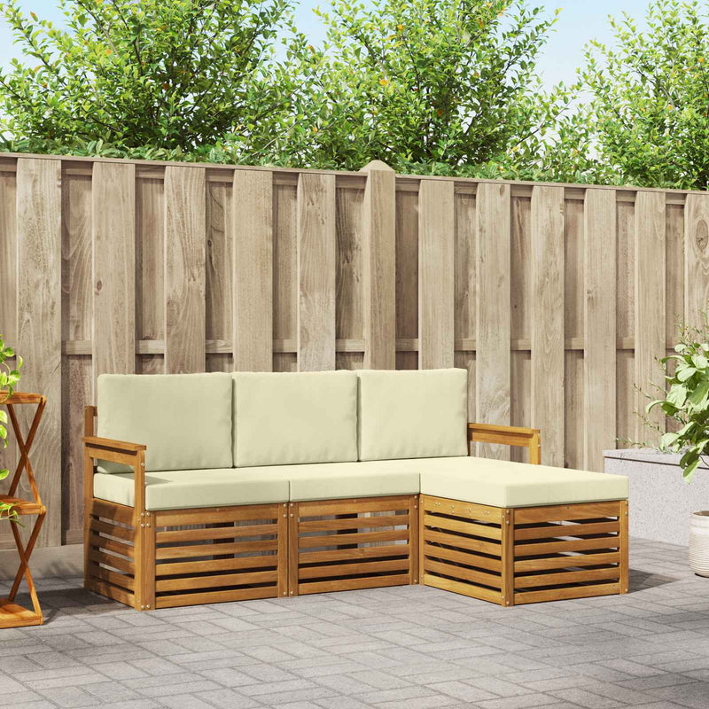Set de canapele de exterior 4 buc. Natural și Crem