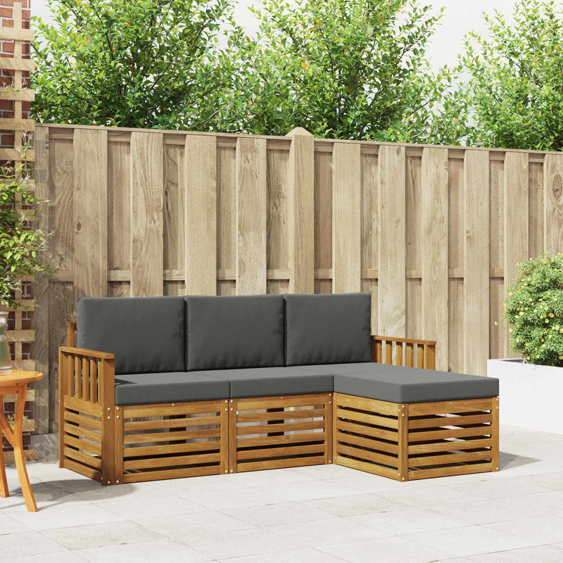 Set de canapele de exterior 4 buc. Natural și Antracit