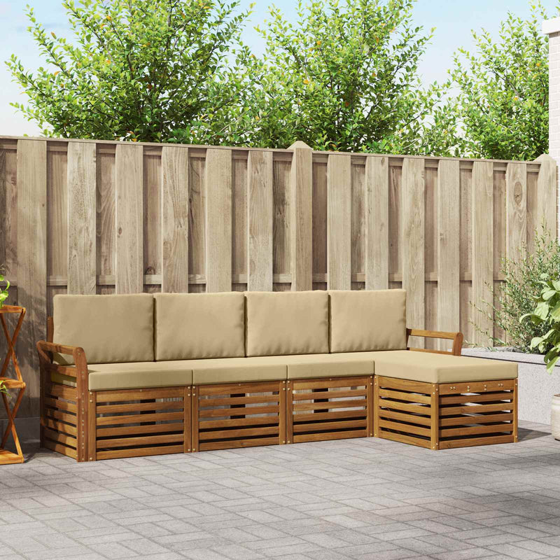 Set de canapele de exterior 5 buc. Natural și Bej