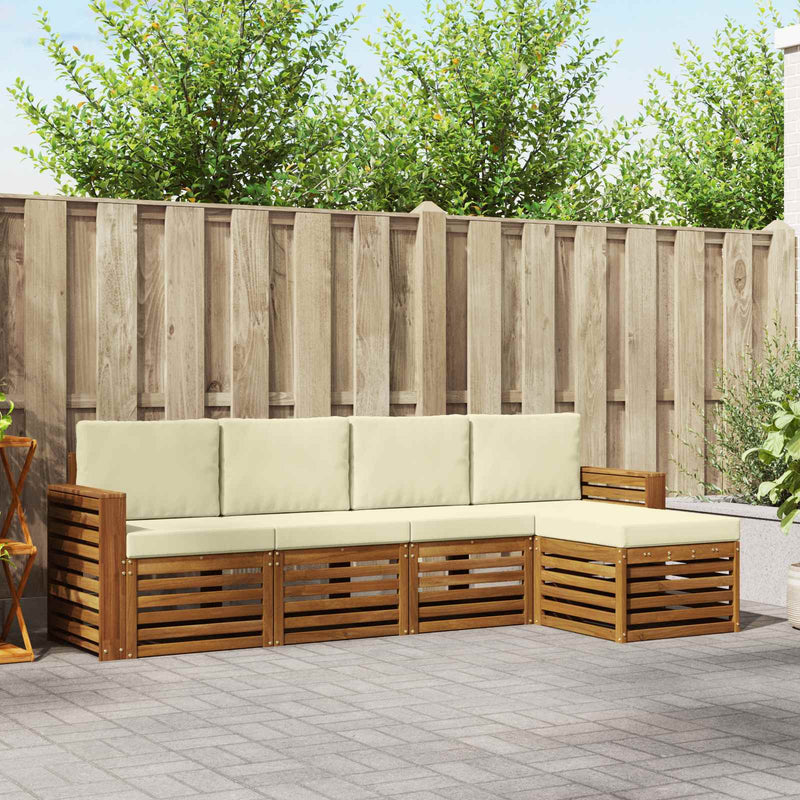 Set de canapele de exterior 5 buc. Natural și Crem