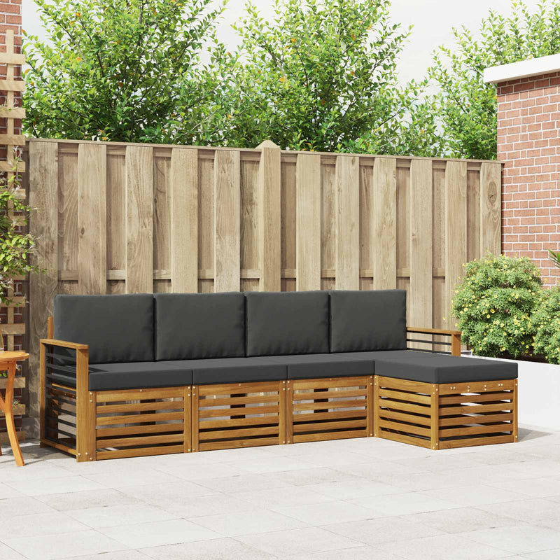 Set de canapele de exterior 5 buc. Natural și Antracit