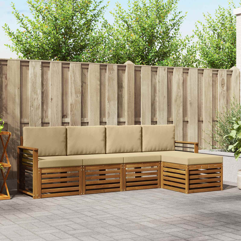 Set de canapele de exterior 5 buc. Natural și Bej
