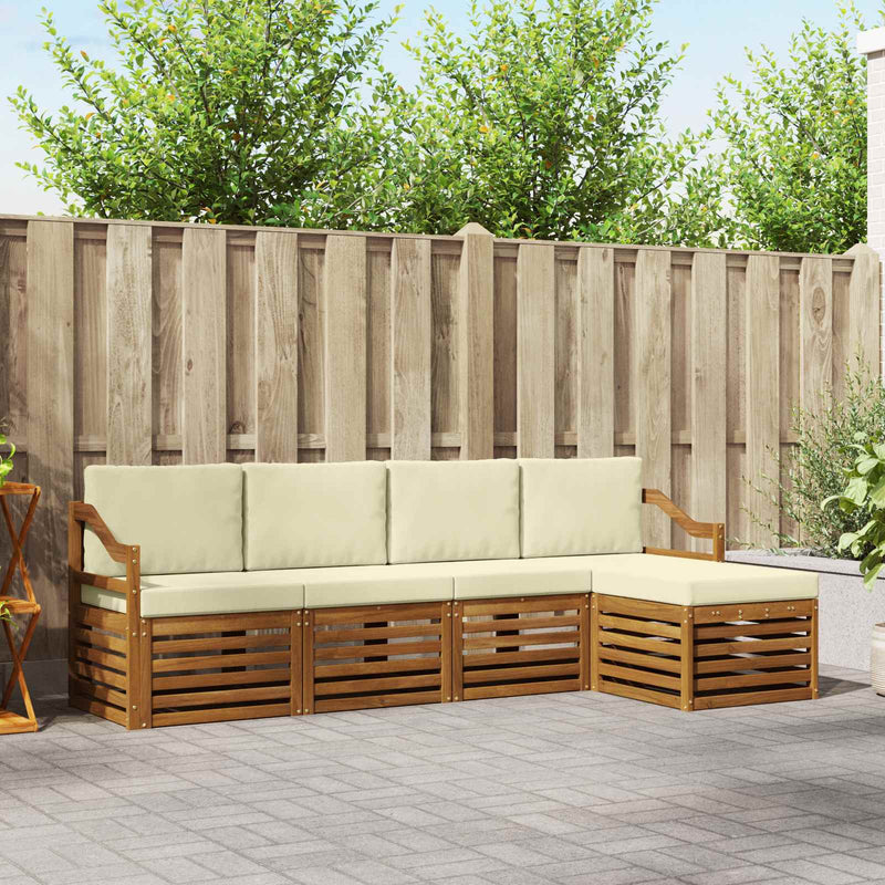 Set de canapele de exterior 5 buc. Natural și Crem