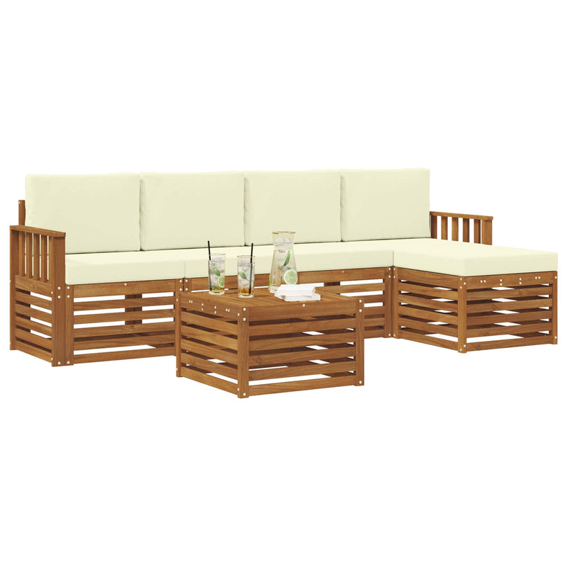 Set de canapele de exterior 6 buc. Natural și Crem