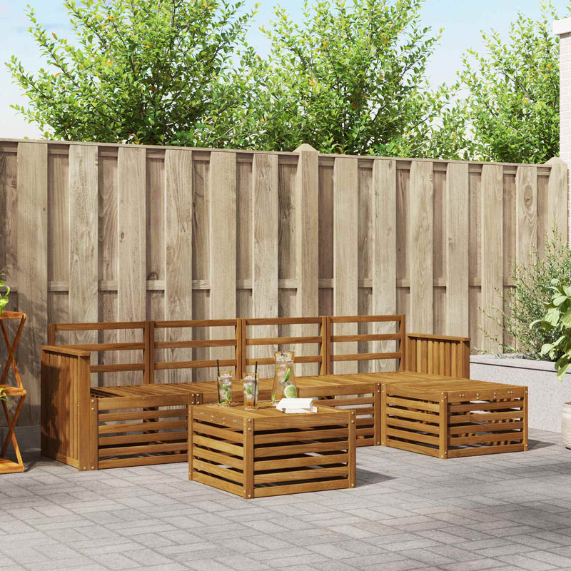 Set de canapele de exterior 6 buc. natural