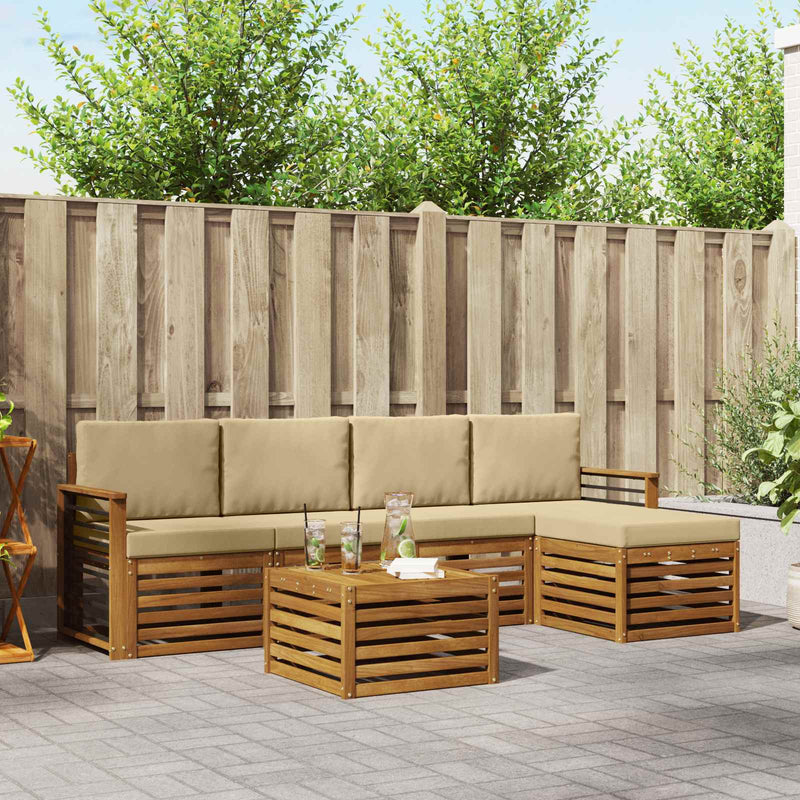 Set de canapele de exterior 6 buc. Natural și Bej