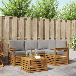 Set de canapele de exterior 5 buc. Gri natural și deschis