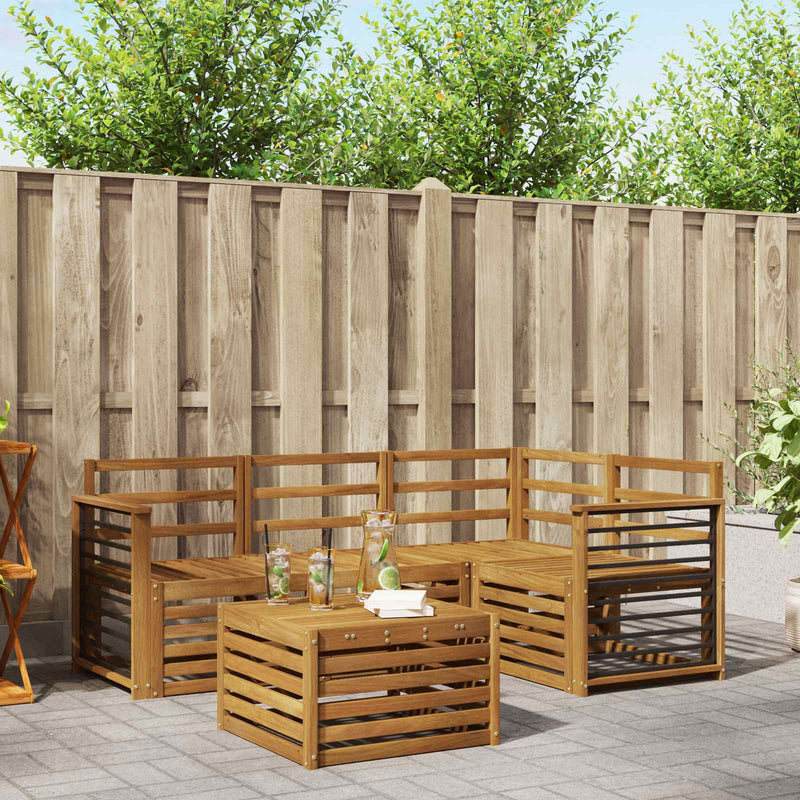 Set de canapele de exterior 5 buc. natural Poliester