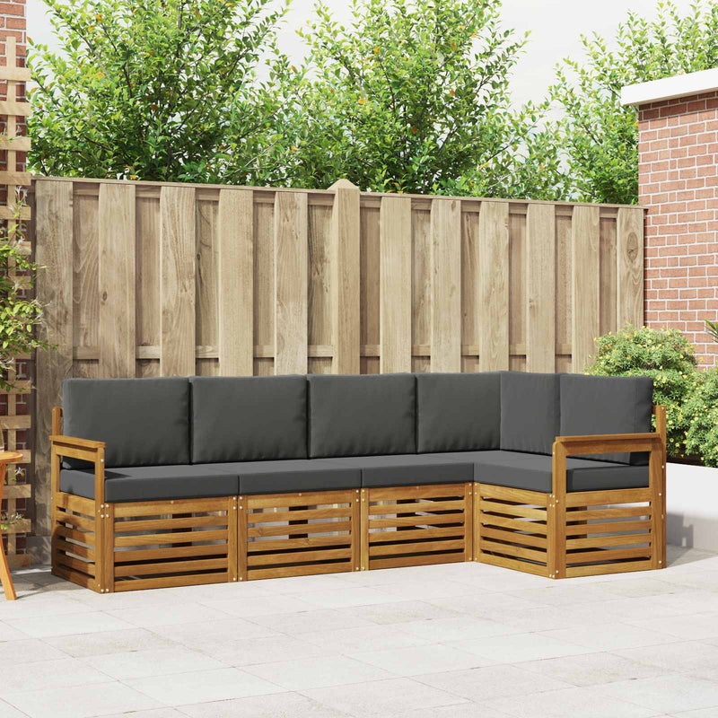 Set de canapele de exterior 5 buc. Natural și Antracit