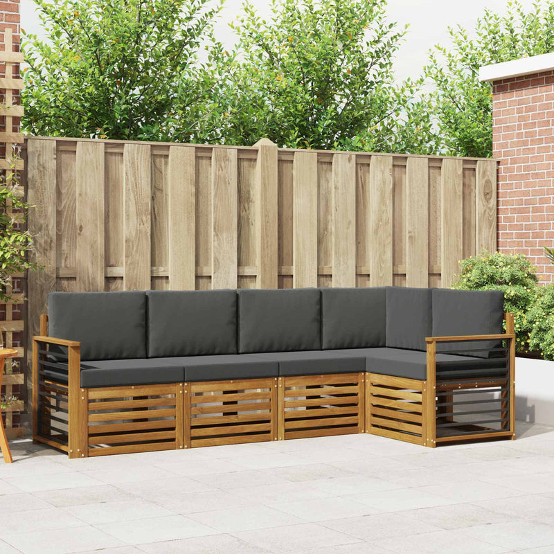 Set de canapele de exterior 5 buc. Natural și Antracit