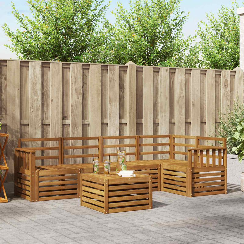 Set de canapele de exterior 6 buc. natural Poliester