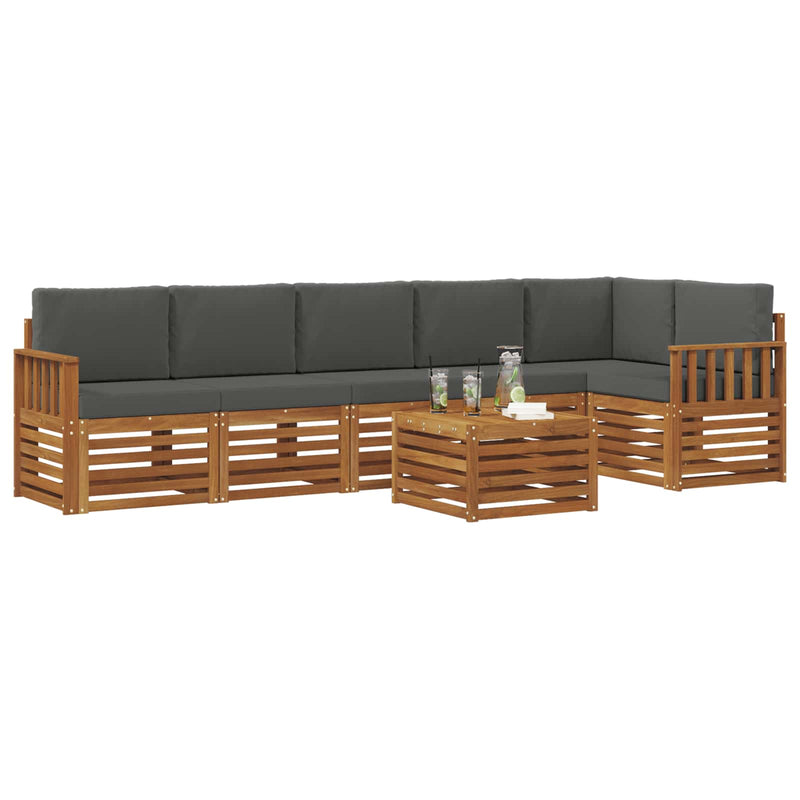 Set de canapele de exterior 7 buc. Natural și Antracit