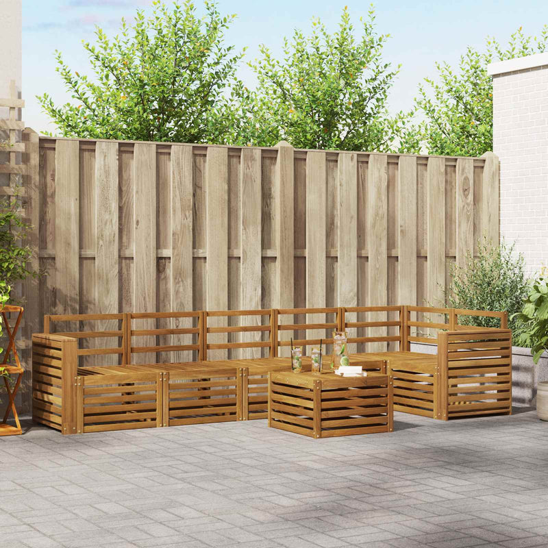 Set de canapele de exterior 7 buc. natural Poliester