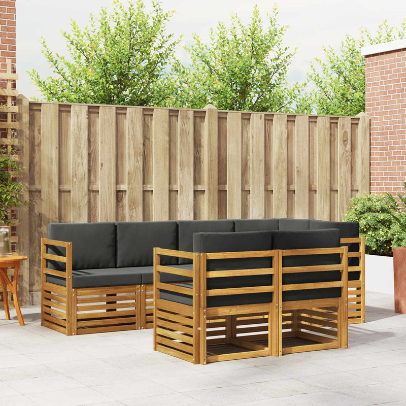 Set de canapele de exterior 7 buc. Natural și Antracit
