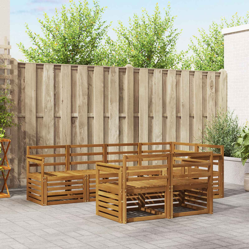 Set de canapele de exterior 7 buc. natural Poliester