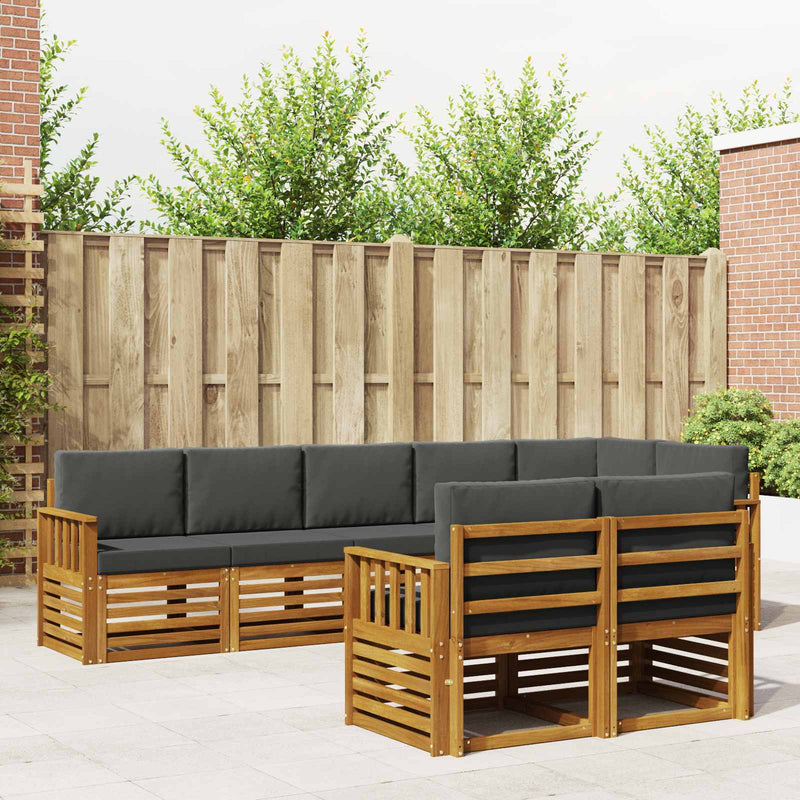 Set de canapele de exterior 8 buc. Natural și Antracit
