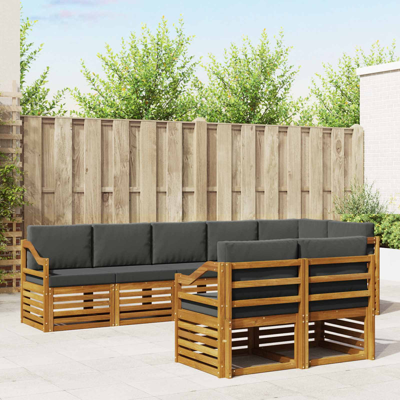Set de canapele de exterior 8 buc. Natural și Antracit