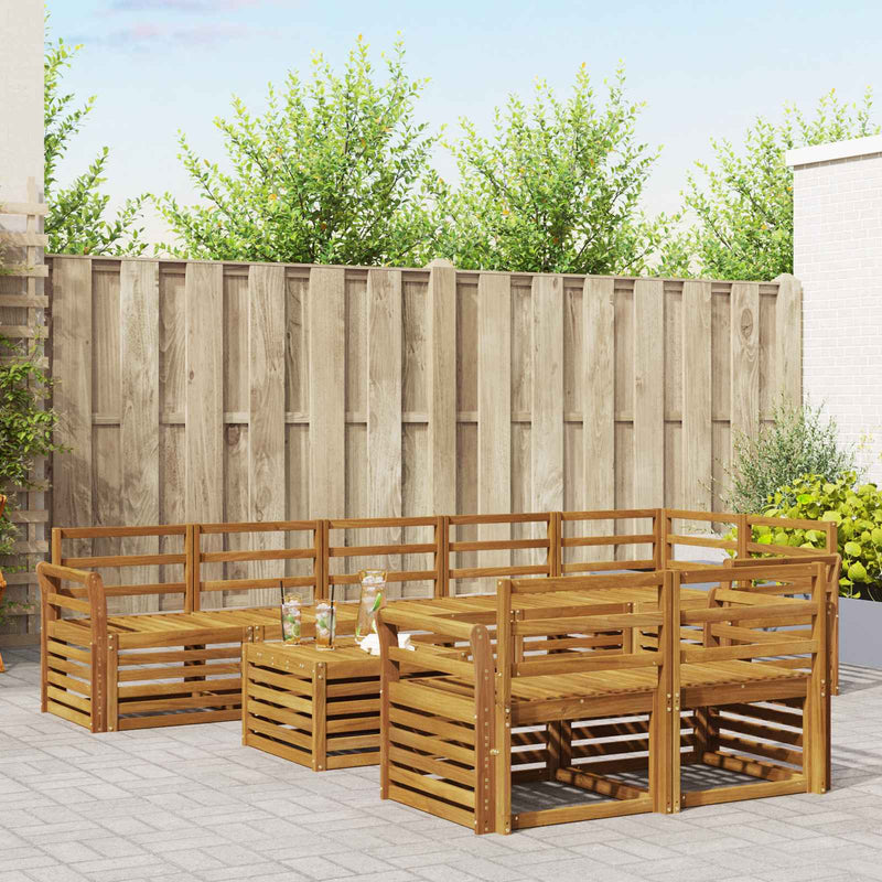 Set de canapele de exterior 9 buc. natural Poliester