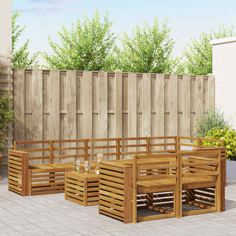 Set de canapele de exterior 9 buc. natural Poliester