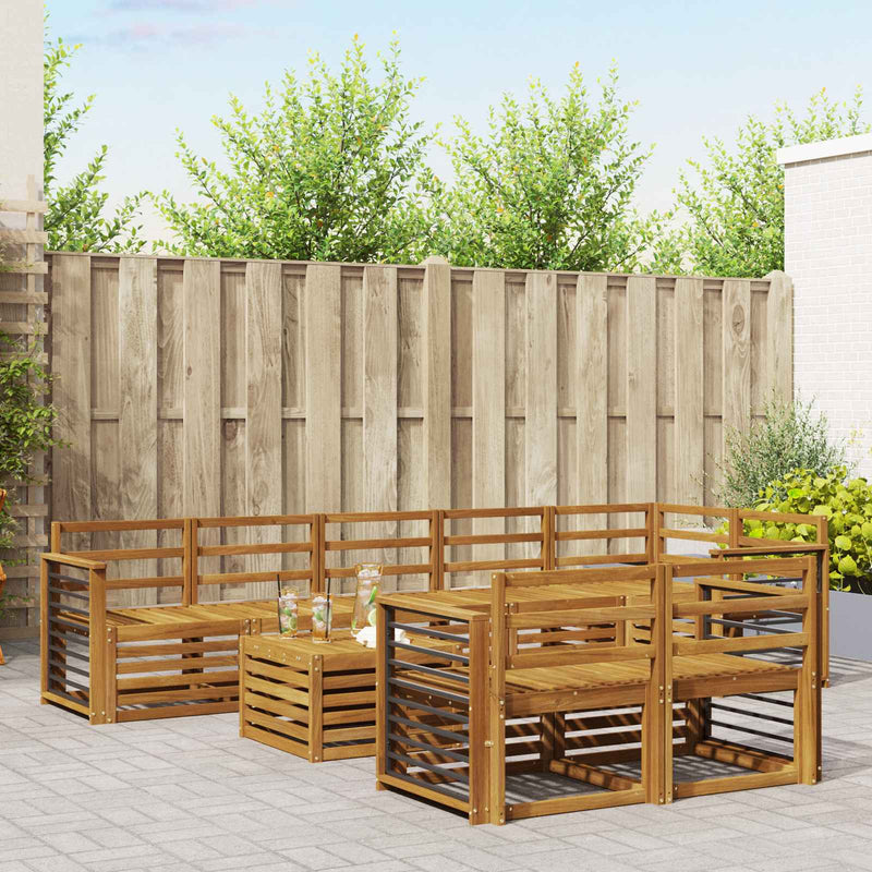 Set de canapele de exterior 9 buc. natural Poliester