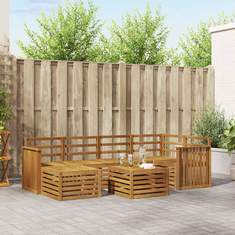 Set de canapele de exterior 7 buc. natural Poliester