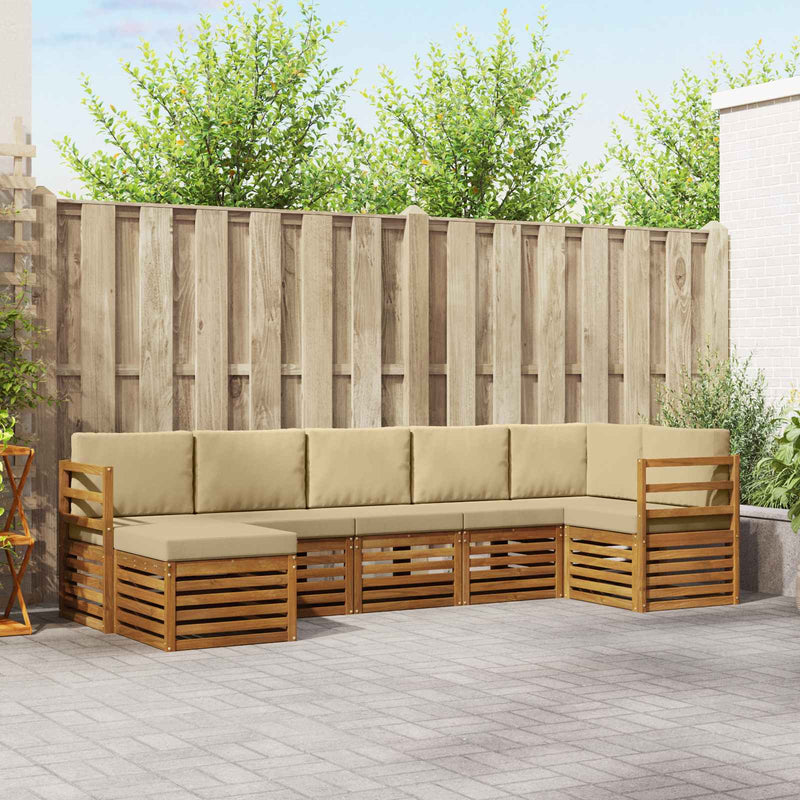 Set de canapele de exterior 7 buc. Natural și Bej