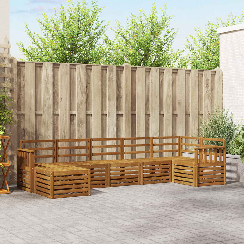 Set de canapele de exterior 7 buc. natural