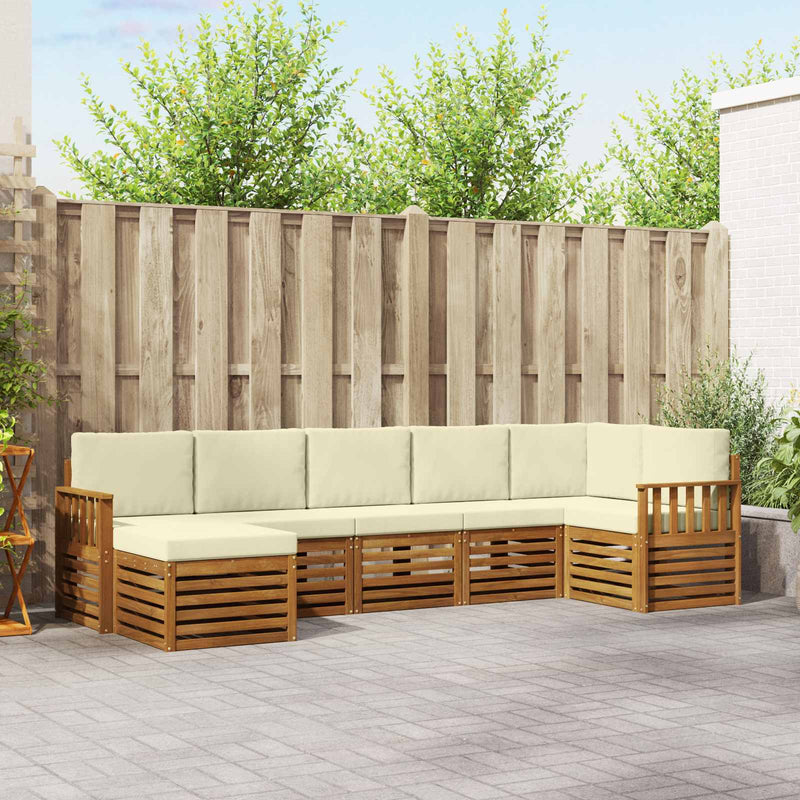 Set de canapele de exterior 7 buc. Natural și Crem