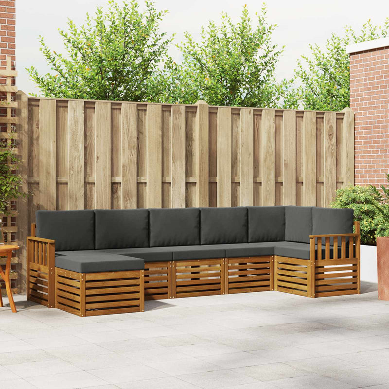 Set de canapele de exterior 7 buc. Natural și Antracit