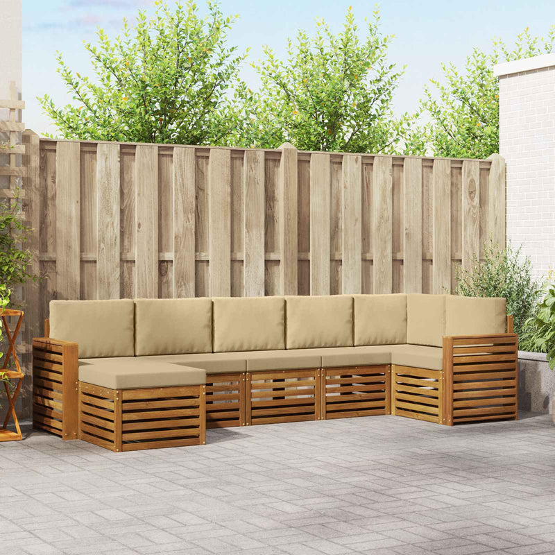 Set de canapele de exterior 7 buc. Natural și Bej