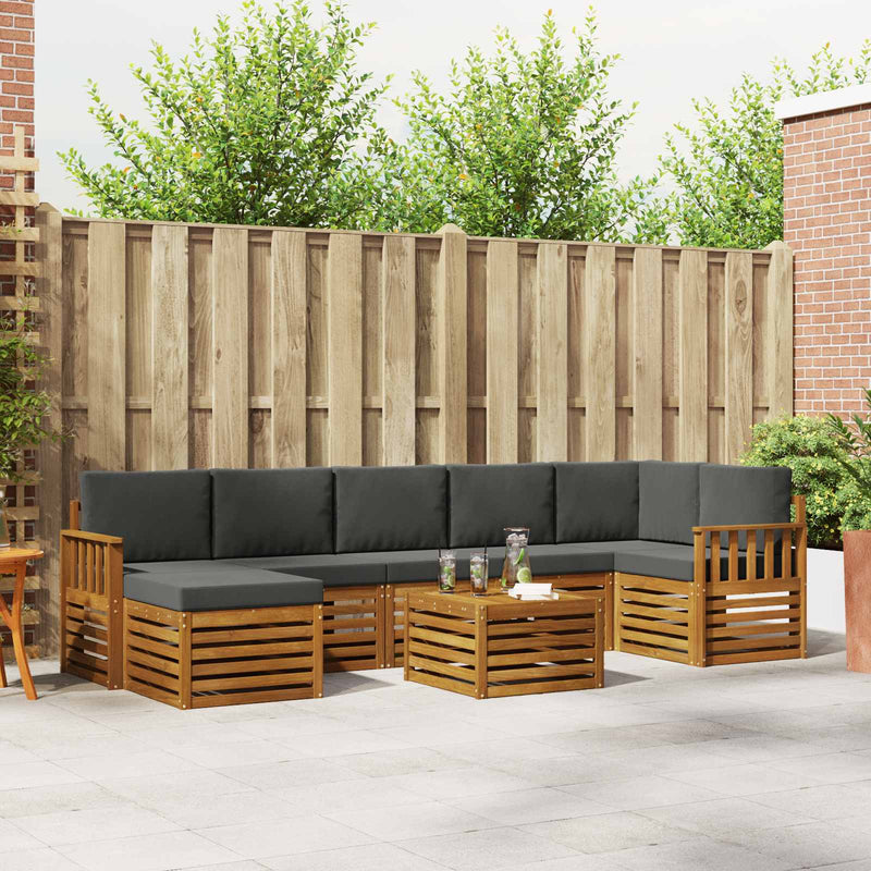 Set de canapele de exterior 8 buc. Natural și Antracit