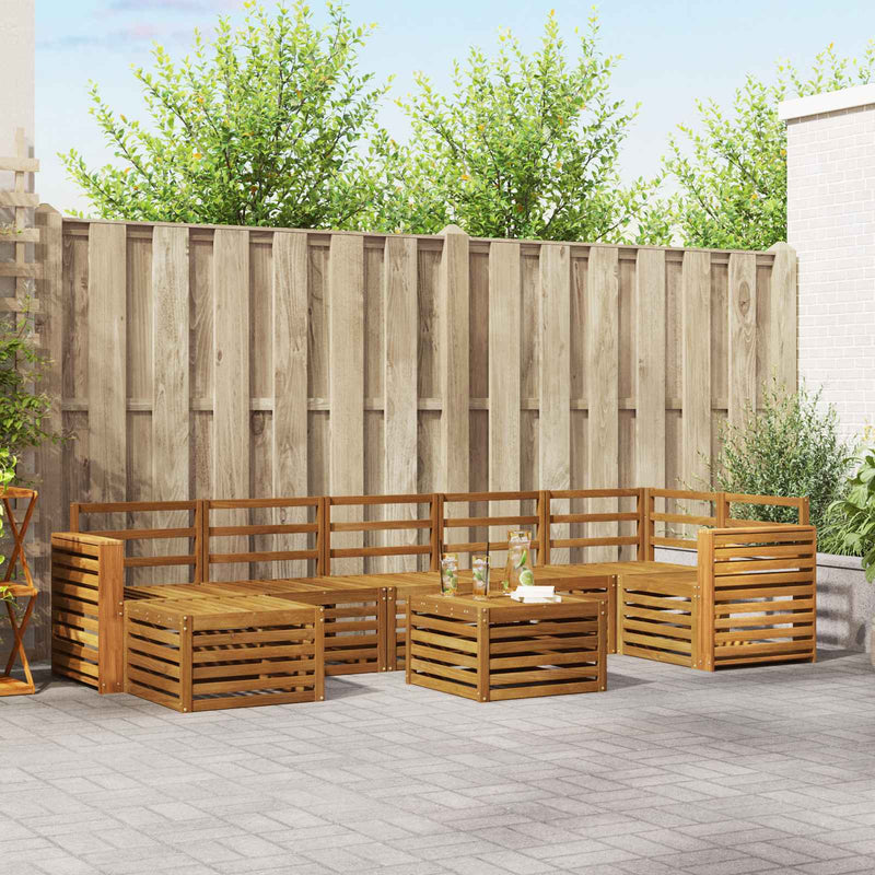 Set de canapele de exterior 8 buc. natural