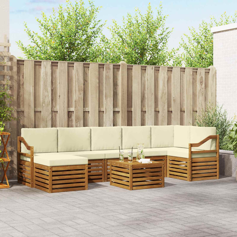Set de canapele de exterior 8 buc. Natural și Crem