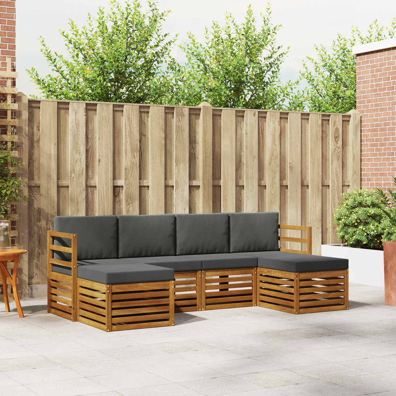 Set de canapele de exterior 6 buc. Natural și Antracit