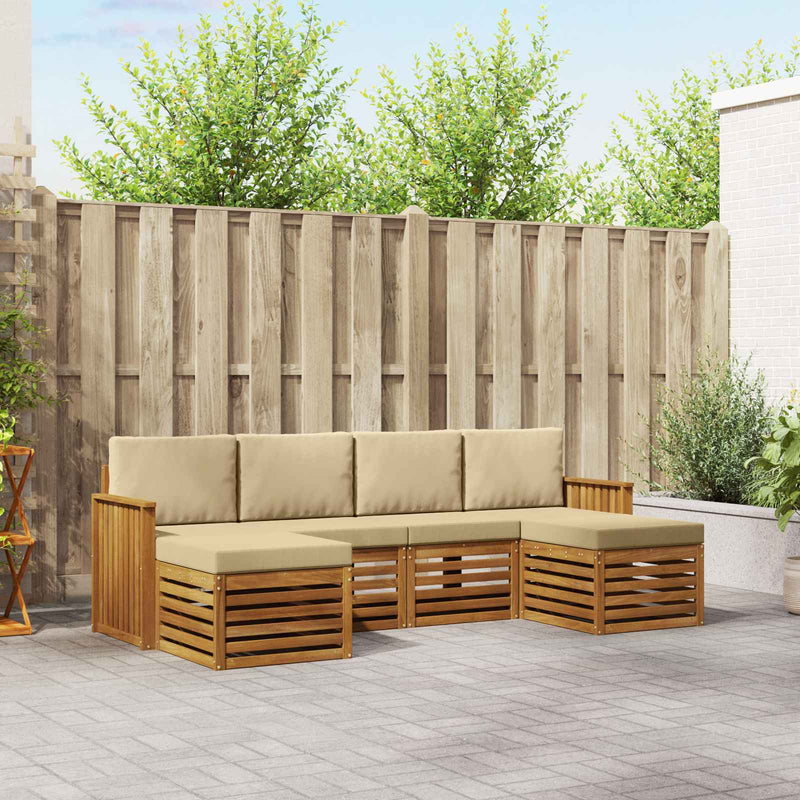 Set de canapele de exterior 6 buc. Natural și Bej