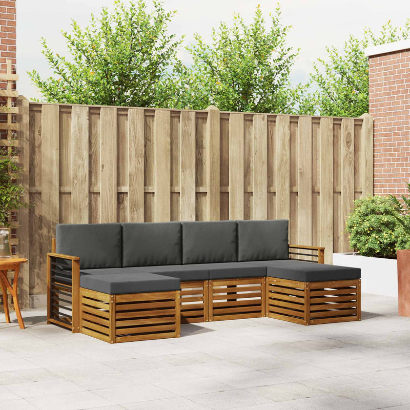 Set de canapele de exterior 6 buc. Natural și Antracit