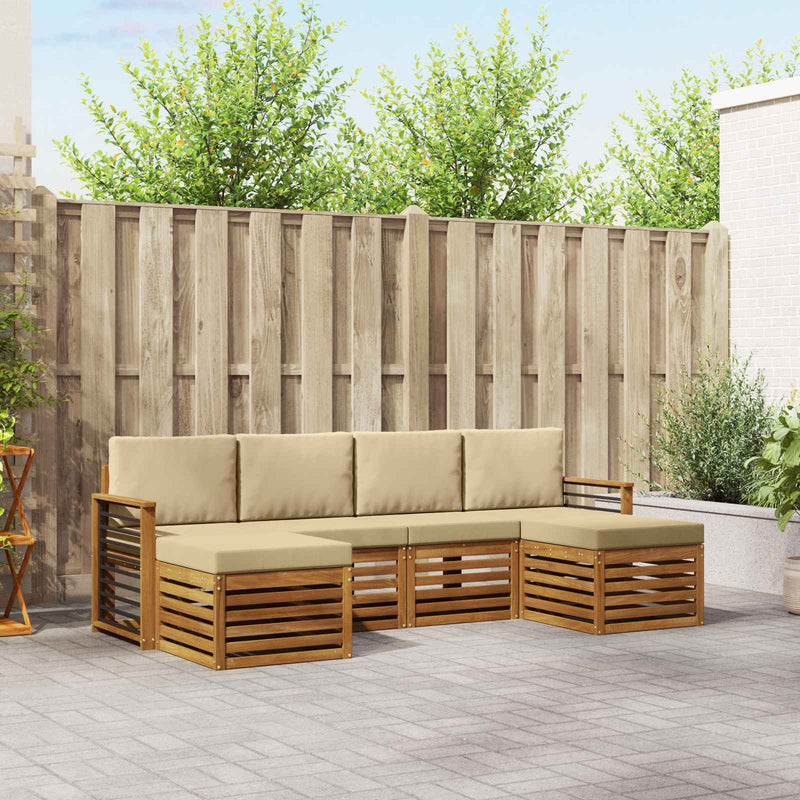Set de canapele de exterior 6 buc. Natural și Bej