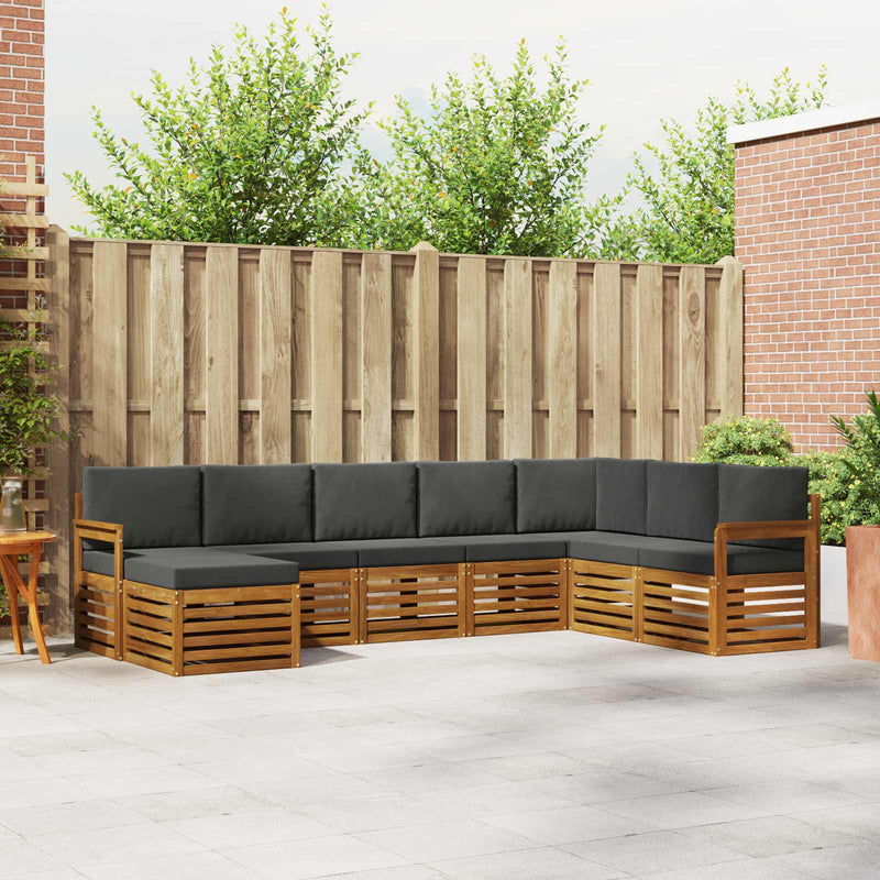 Set de canapele de exterior 8 buc. Natural și Antracit