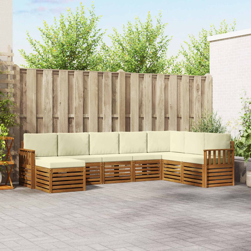 Set de canapele de exterior 8 buc. Natural și Crem