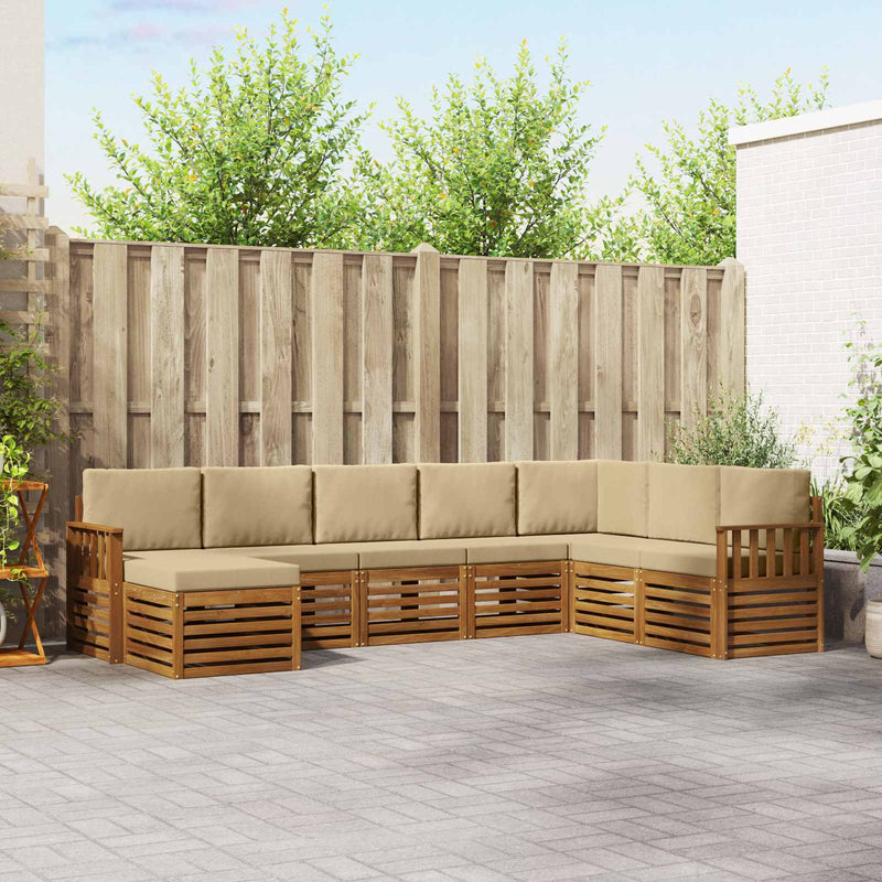 Set de canapele de exterior 8 buc. Natural și Bej