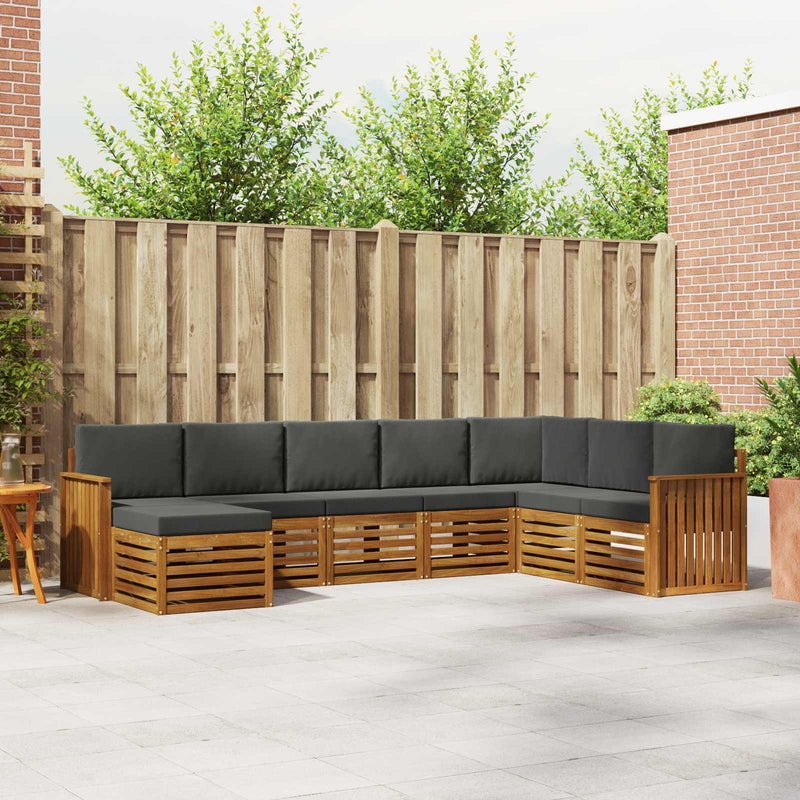 Set de canapele de exterior 8 buc. Natural și Antracit